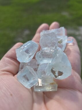 Light Blue Crystal Pieces, Chunks On Matrix, Raw Beautiful